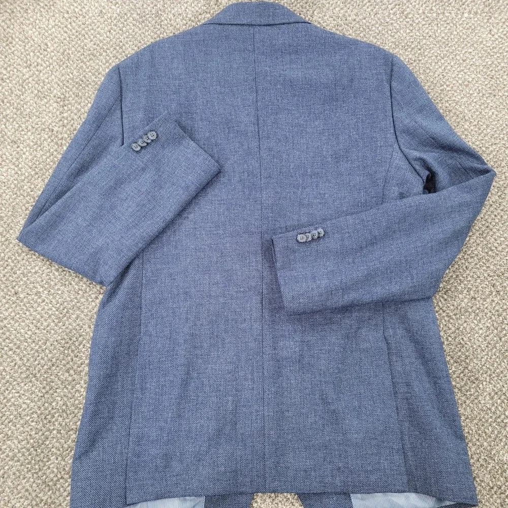 Joseph Abboud Mens 42 Long Slim Fit Blue Cotton Linen Blend Blazer Sport Coat